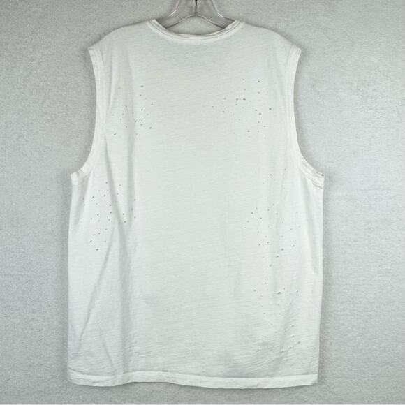 VINCE  Distressed Muscle Tank Top In White Size L Sporty Athleisure Casual Layer - Picture 8 of 13